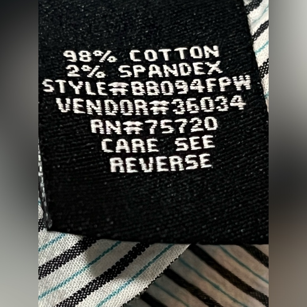Buckle Black Shirt Men S Small Regular Fit White Blue Stripe Long Sleeve - Picture 8 of 9